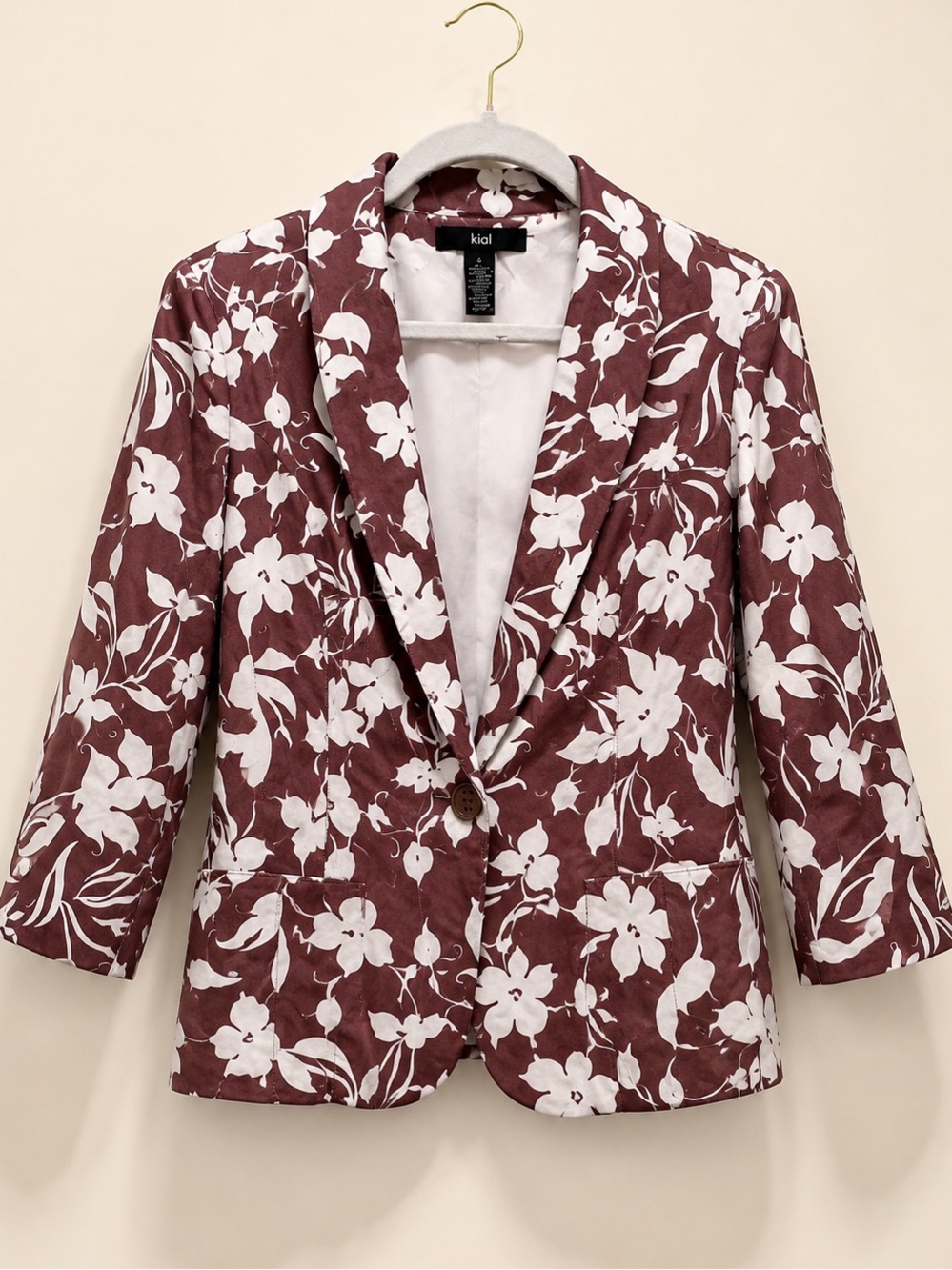 Kial Women’s Brown Floral Notched Collar Blazer